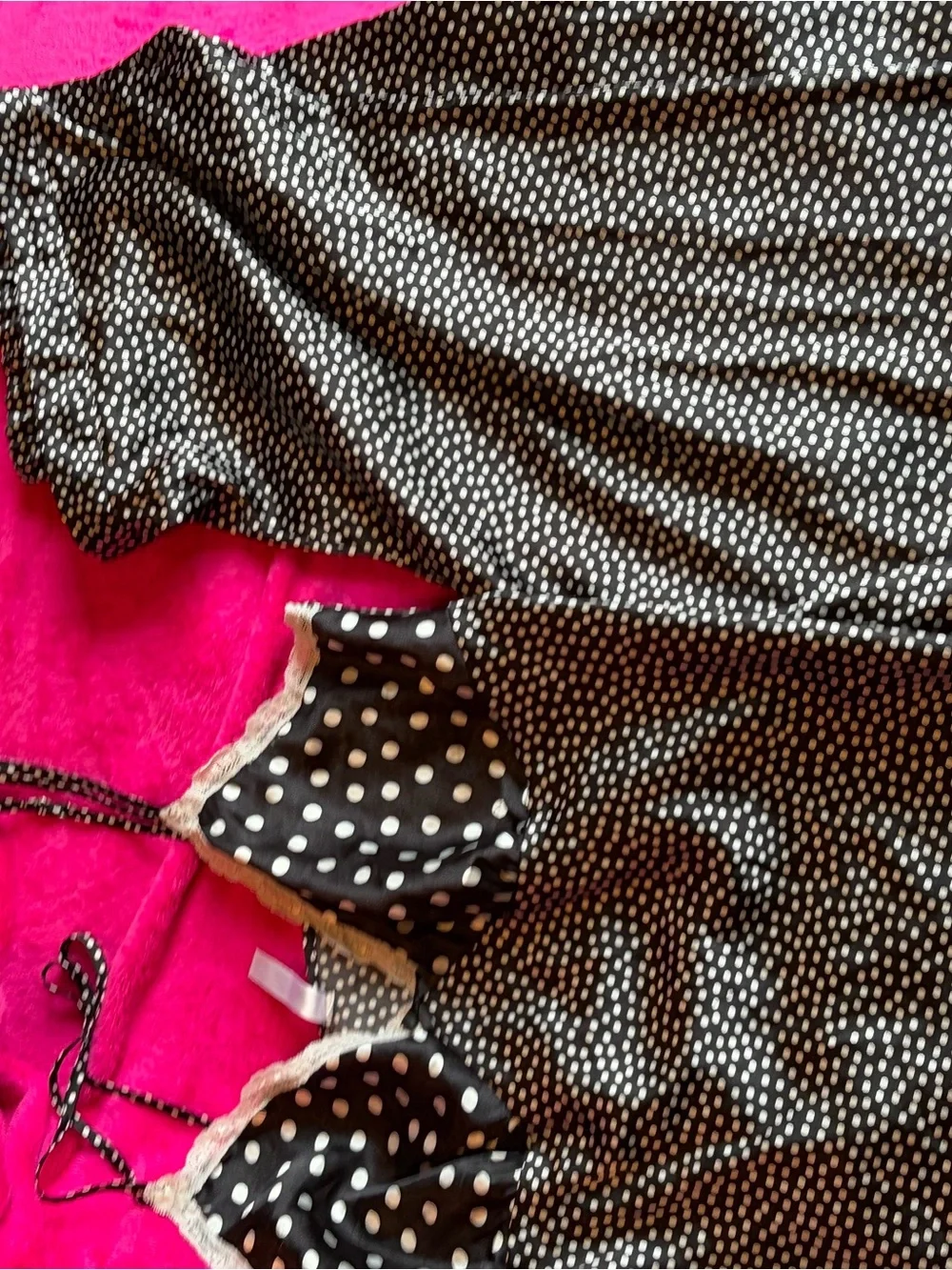 Gilligan & O'Malley Black and White Polka Dot Lace-Trim Sleep Set - Picture 3 of 9